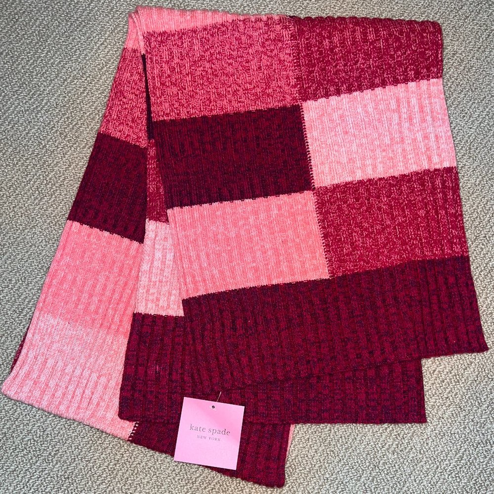 NWT Kate Spade Mouline Patch Scarf (Pink Multi)